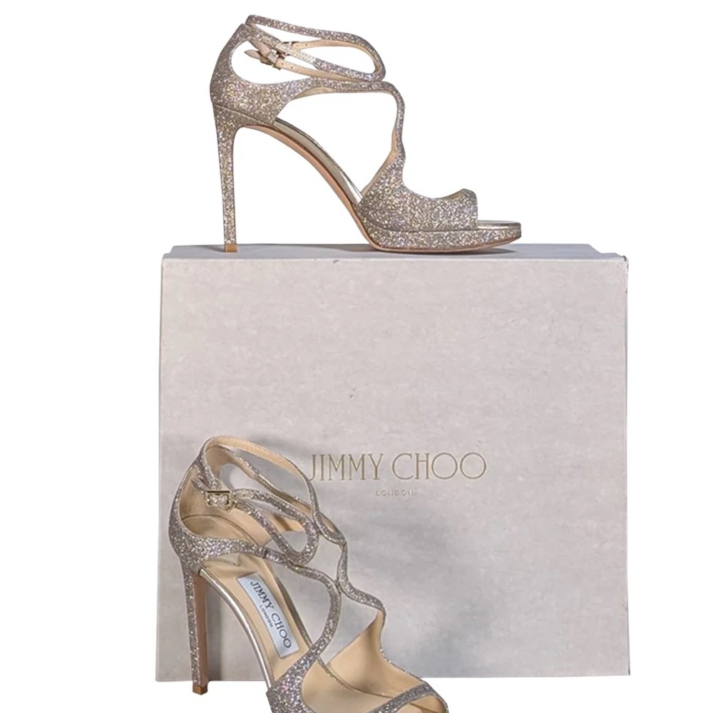 Jimmy Choo Sparkling Gold Heels Size 10.5
